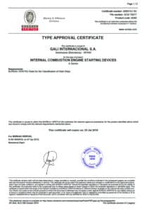 Zertifikat Druckluftstarter Typ Gali A25
