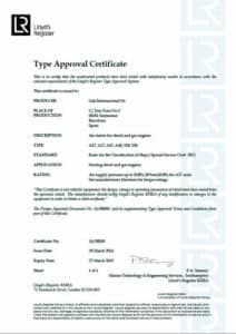 Zertifikat Lloyds Druckluftstarter Typ Gali A27
